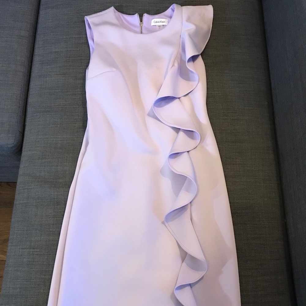Calvin Klein Lilac Ruffle Scuba Sheath Dress